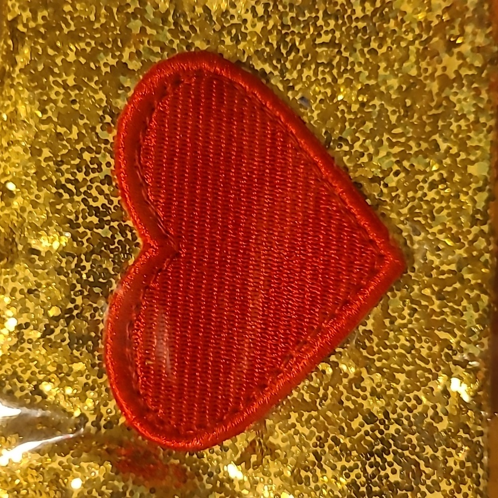 Emma Lomax Make-up Bag Gold Red Heart